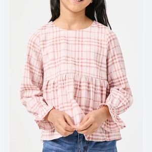 Hayden peplum plaid pullover top L NWT